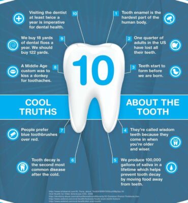 Educational infographic showing ten facts about oral health and teeth from Foundation Dental Services